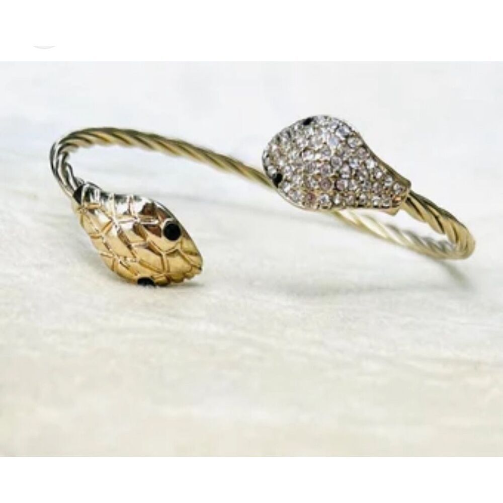Snake head open bangle bracelet